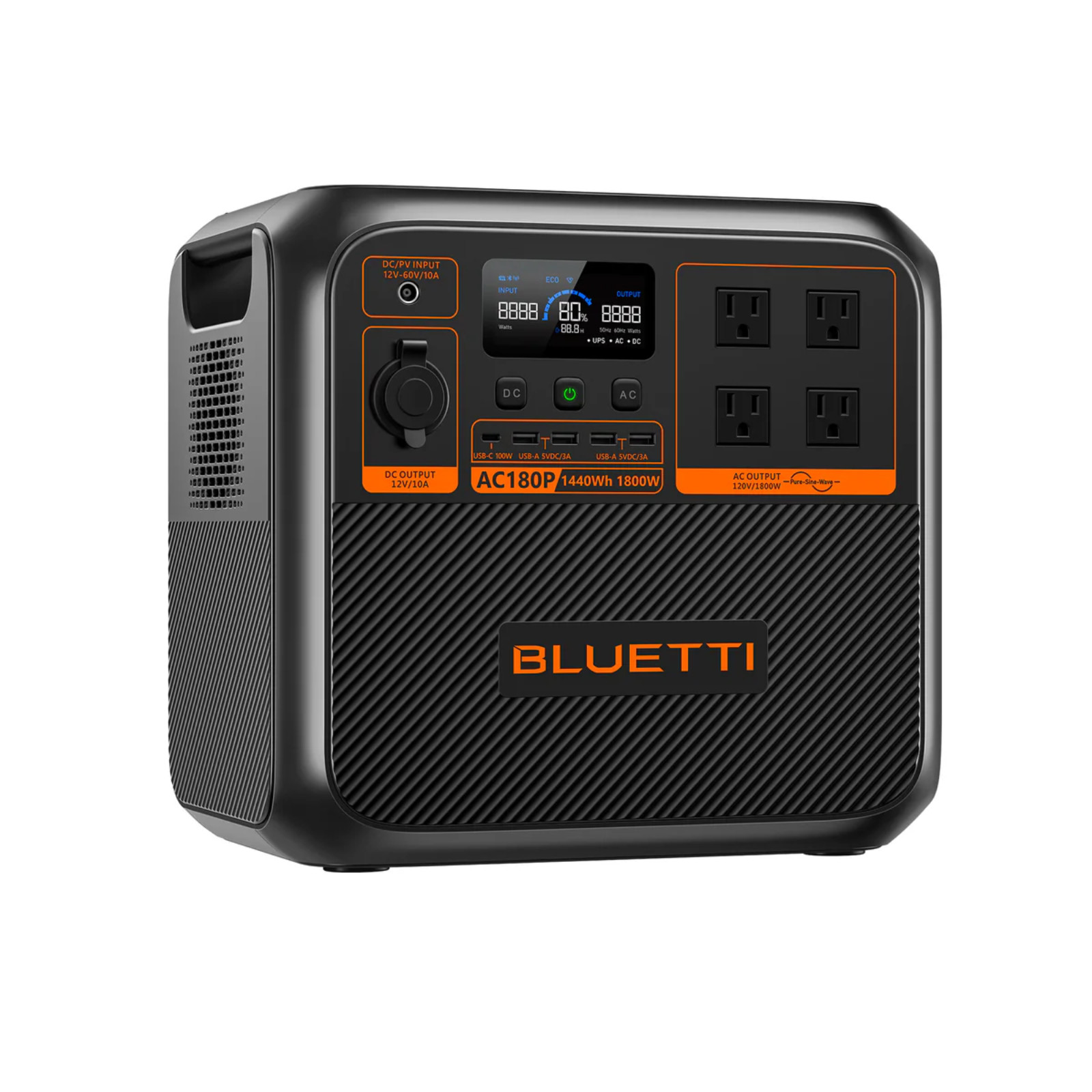 Bluetti AC180P Portable Power Station 1800W Solar Generator 11 Output Ports