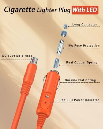 14AWG Car Charging Cable for Jackery Portable Power Station Explorer 3000 Pro