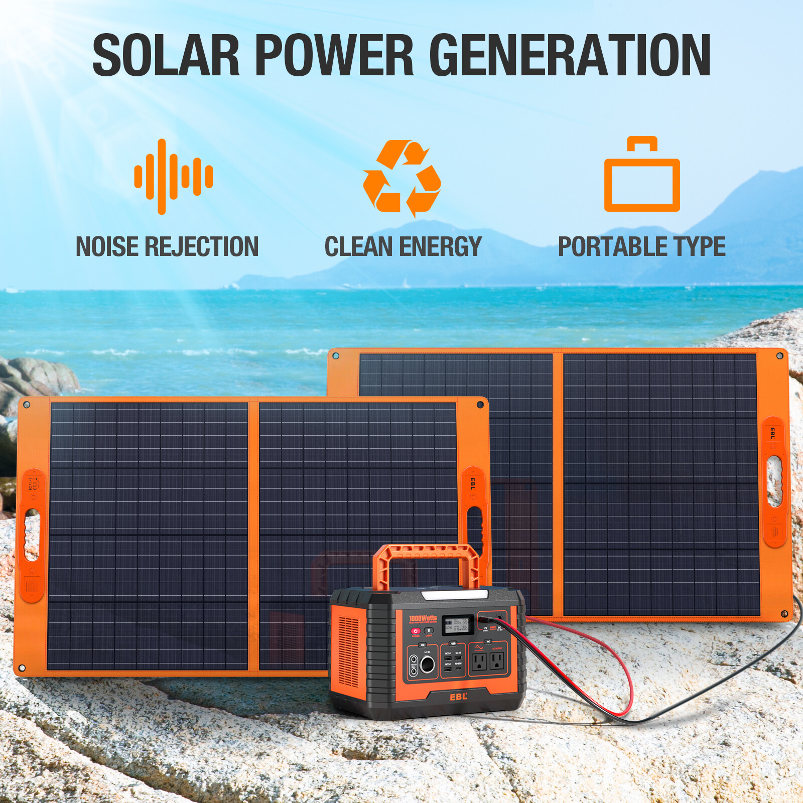 Portable Power Station 1000W Solar Generator for Camping RV