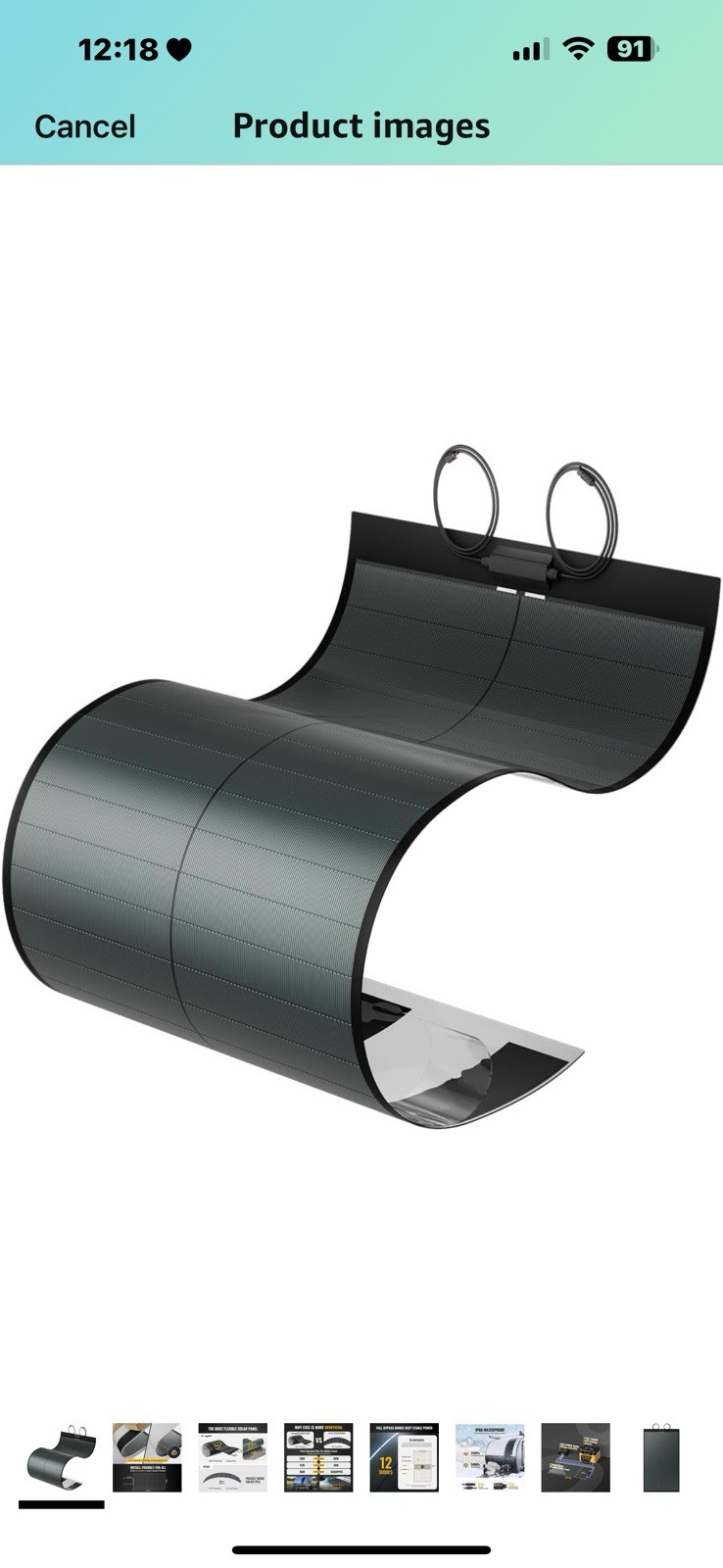 BougeRV Yuma 100W Compact Flexible Solar Panel with Tape for Easy Installation