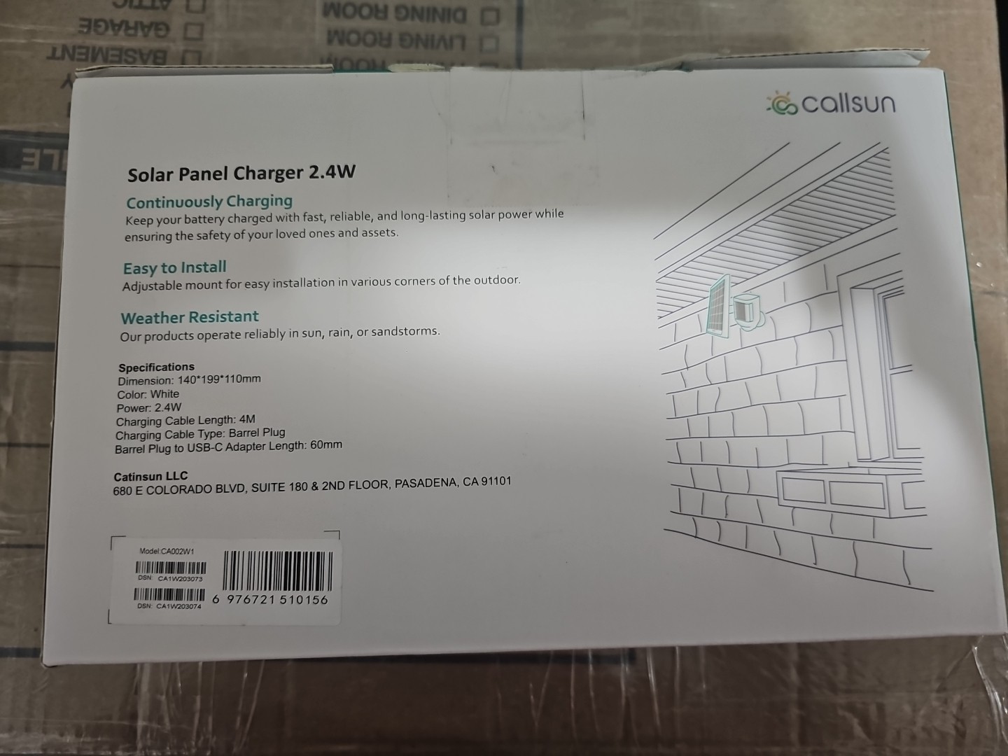 Callsun 2.4W Solar Panel Charger for Outdoor Security Camera