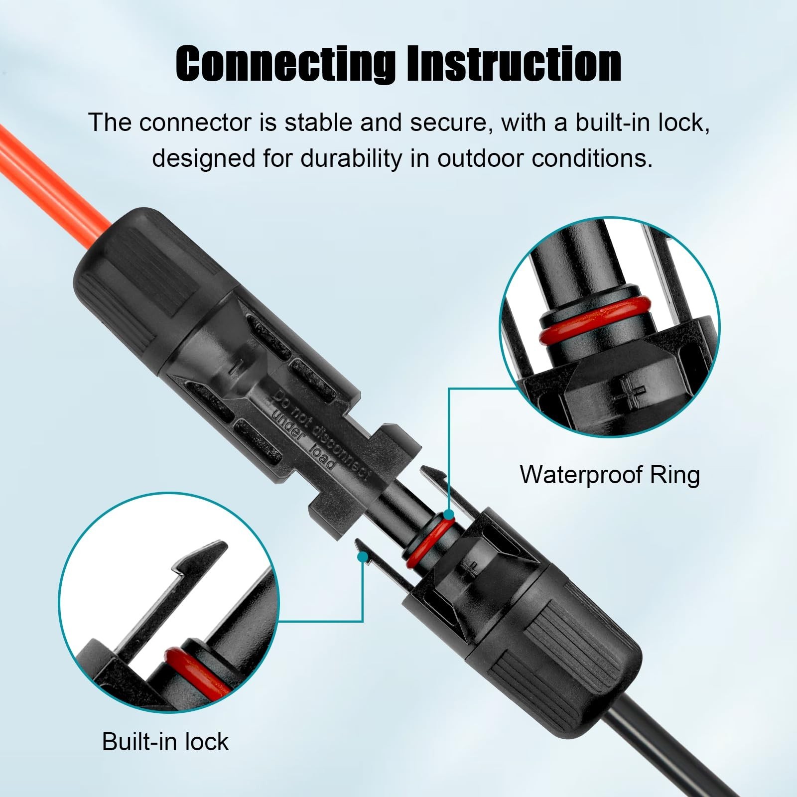 10 AWG Solar Extension Cable 5FT Black + 5FT Red, 10 Gauge Solar Panel Wire M…
