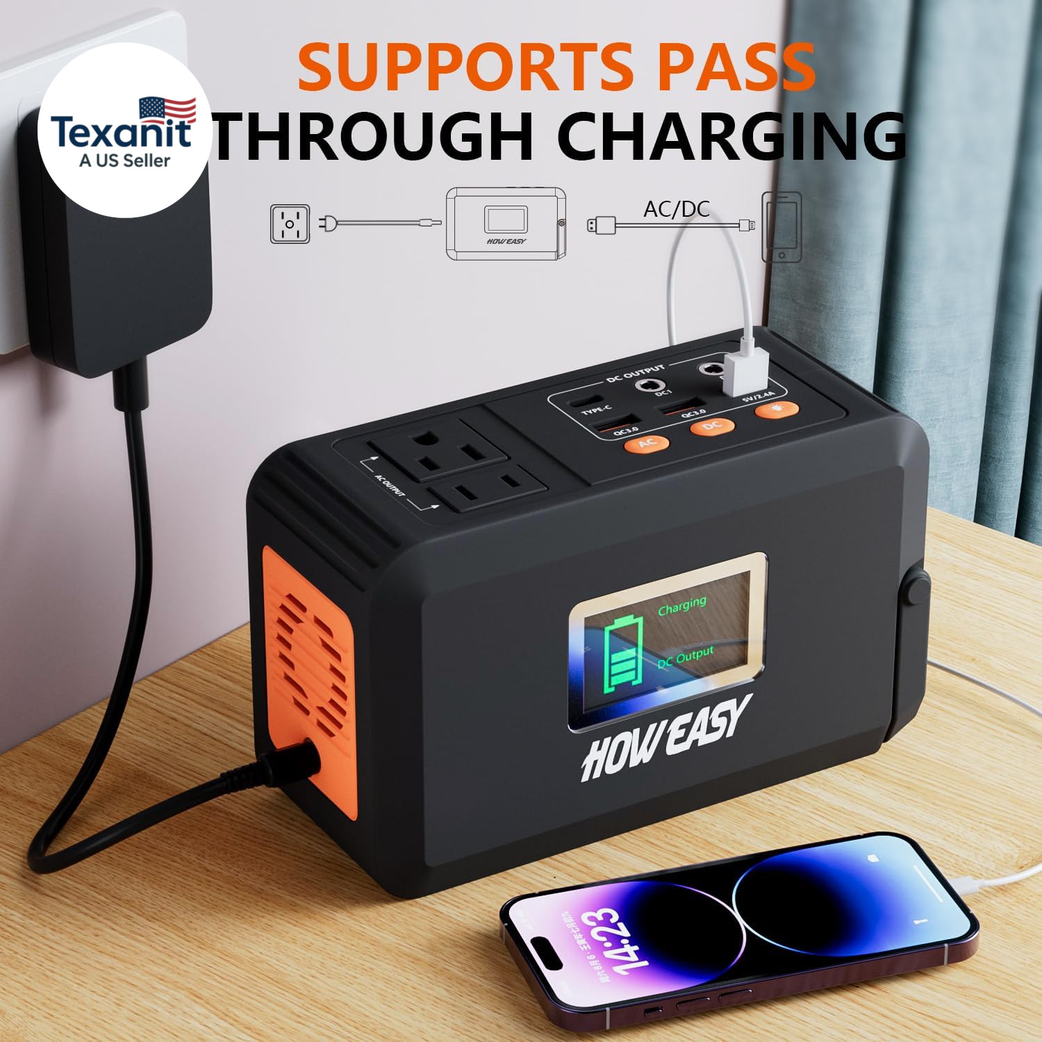 Portable Power Station,120W(240W Peak) Solar Generator,88Wh Lithium Battery Powe