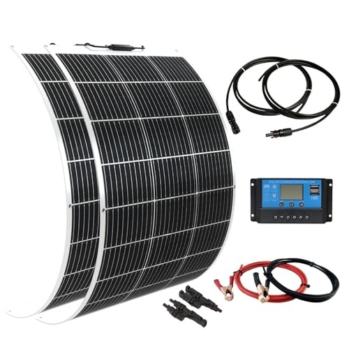 Flexible Solar Panel kit 200W 12V,2PCS 100W Monocrystalline Module,20A White