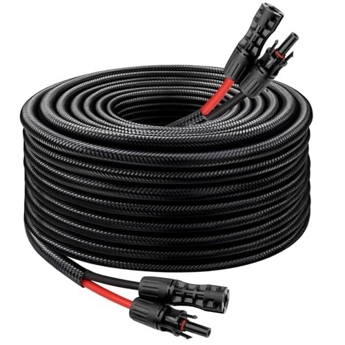 30FT 8AWG Solar Panel Extension Cable – Waterproof Connectors, Flame Retardant P