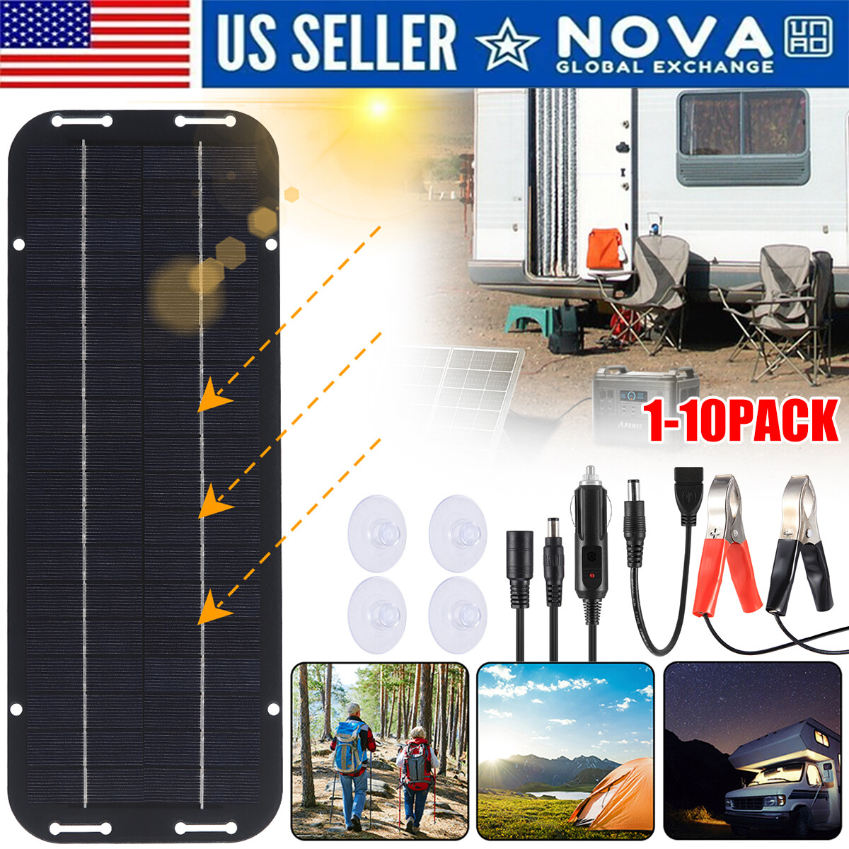 1-10x 30 Watts Solar Panel 12V Trickle Charger Battery Charger Kit w/ Controller