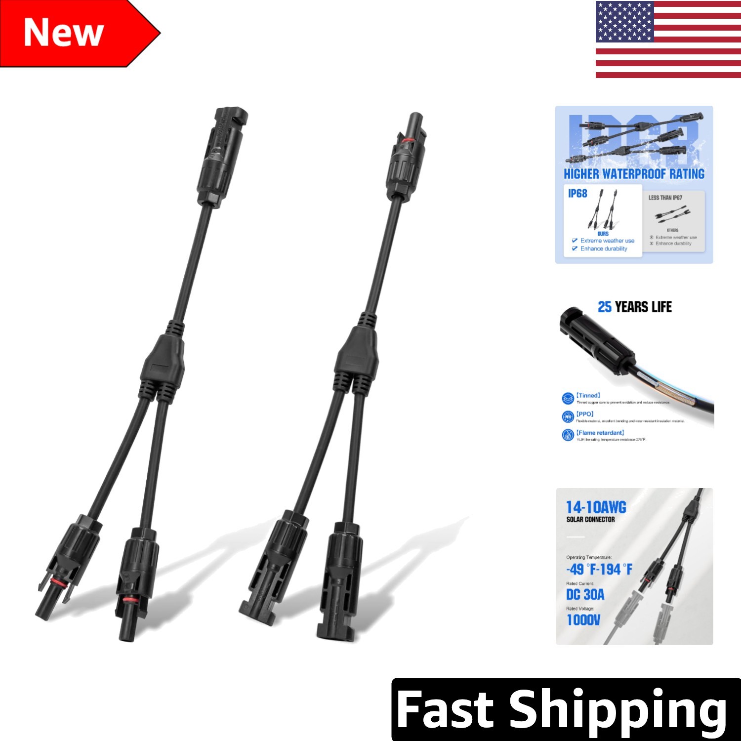 Versatile Y Branch Parallel Connector for Solar Panels – Plug & Play Design