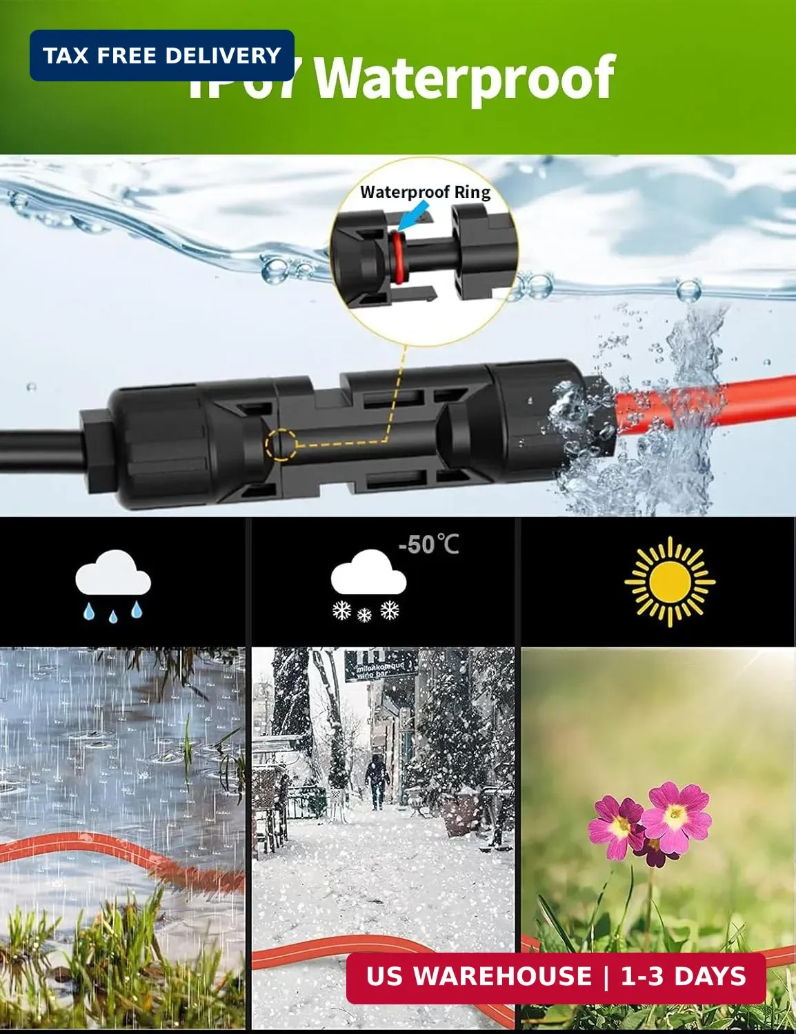 6.6FT Solar to XT60i Charging Cable, 12AWG Solar Connector to XT60i Connector So