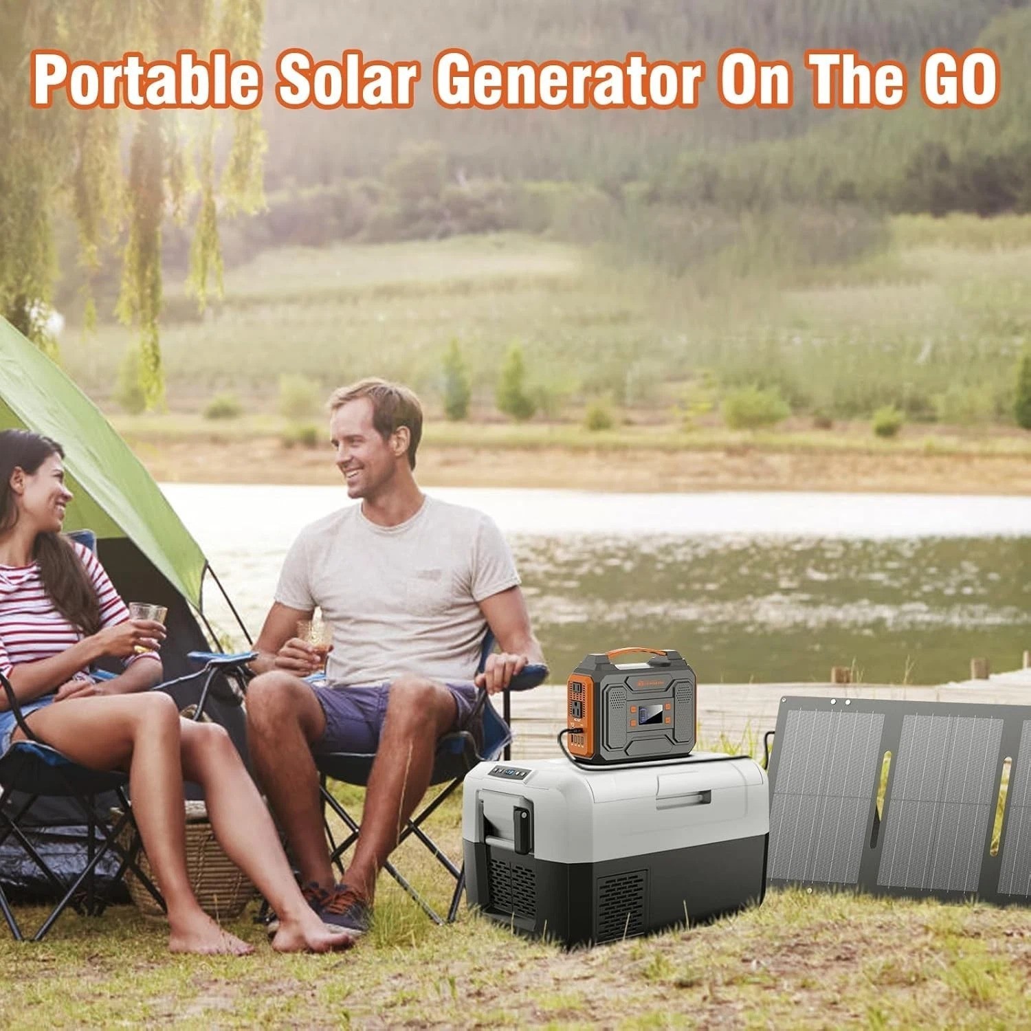 Portable Solar Generator 300W with 60W Panel