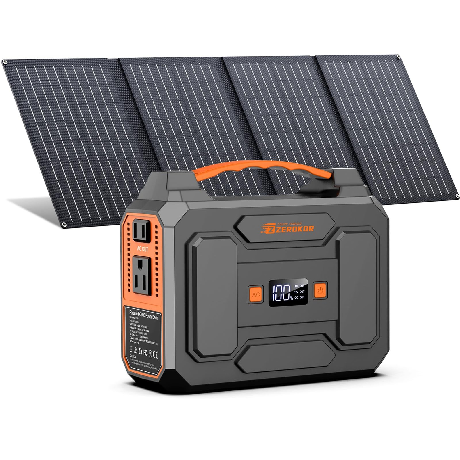 Portable Power Station with Foldable 40W Solar Panel, 100W Solar Powered Gene…