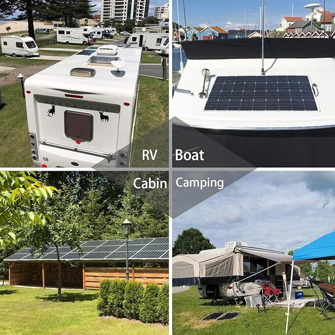 200W 18V Waterproof Flexible Solar Panel For RV Boat Camper Home Battery Charge