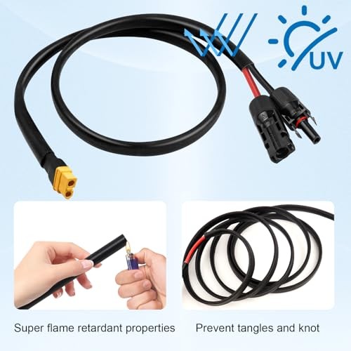 Solar to XT60 Cable 10AWG Adapter Cable for 6FT Solar