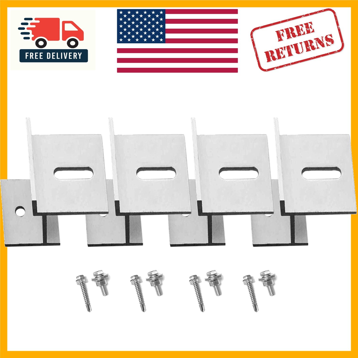 Heavy-Duty Z Bracket Kit for Solar Panels – Set of 4, Anodized Aluminum Finish