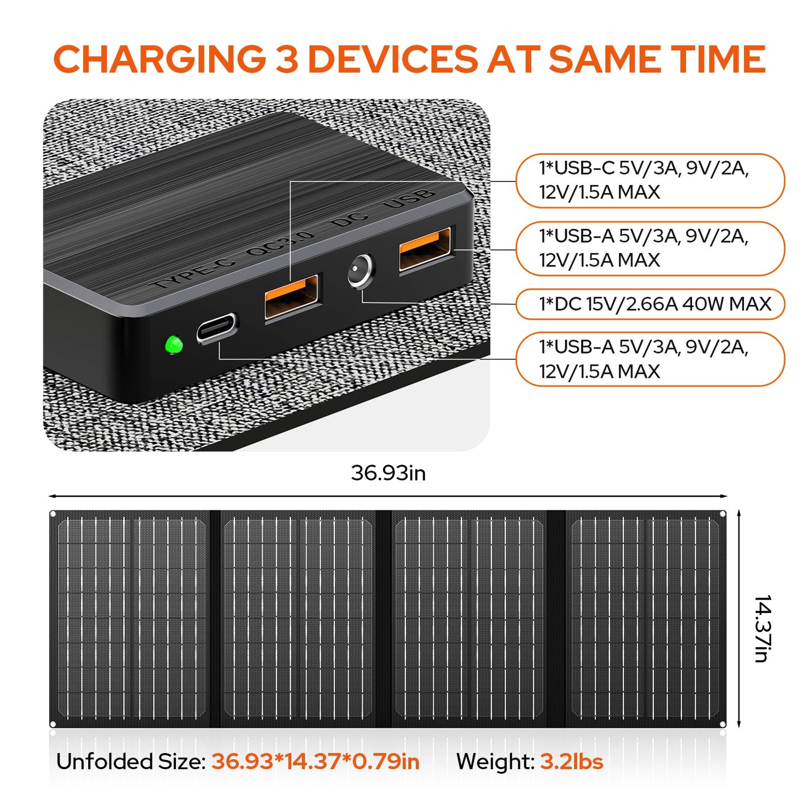 Portable Power Station with Foldable 40W Solar Panel, 100W Solar Powered Gene…