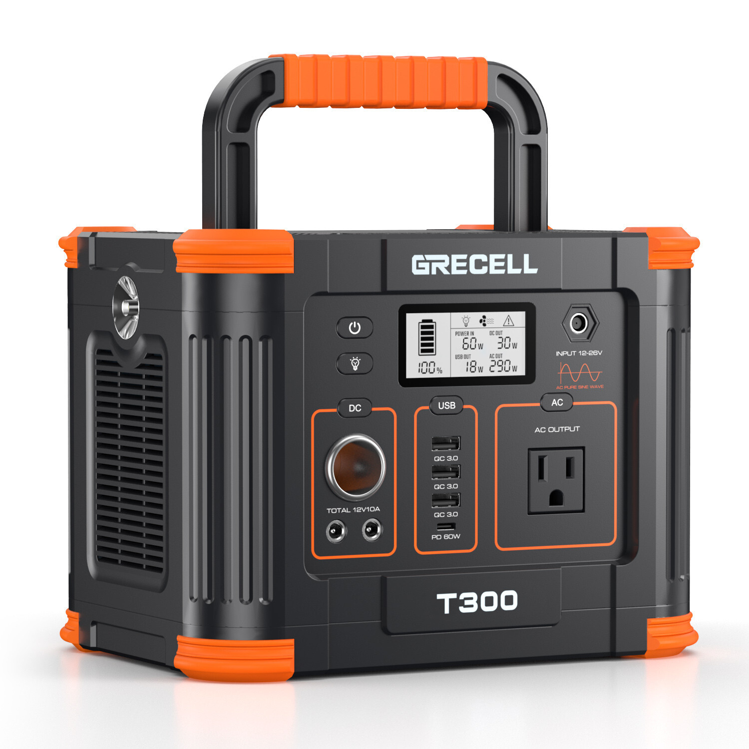 GRECELL 300W Portable Power Station 288Wh Solar Generator for Outdoors Camping