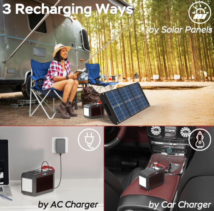 Estación portátil 300W 237Wh con AC onda pura para camping y emergencia, Nuevo