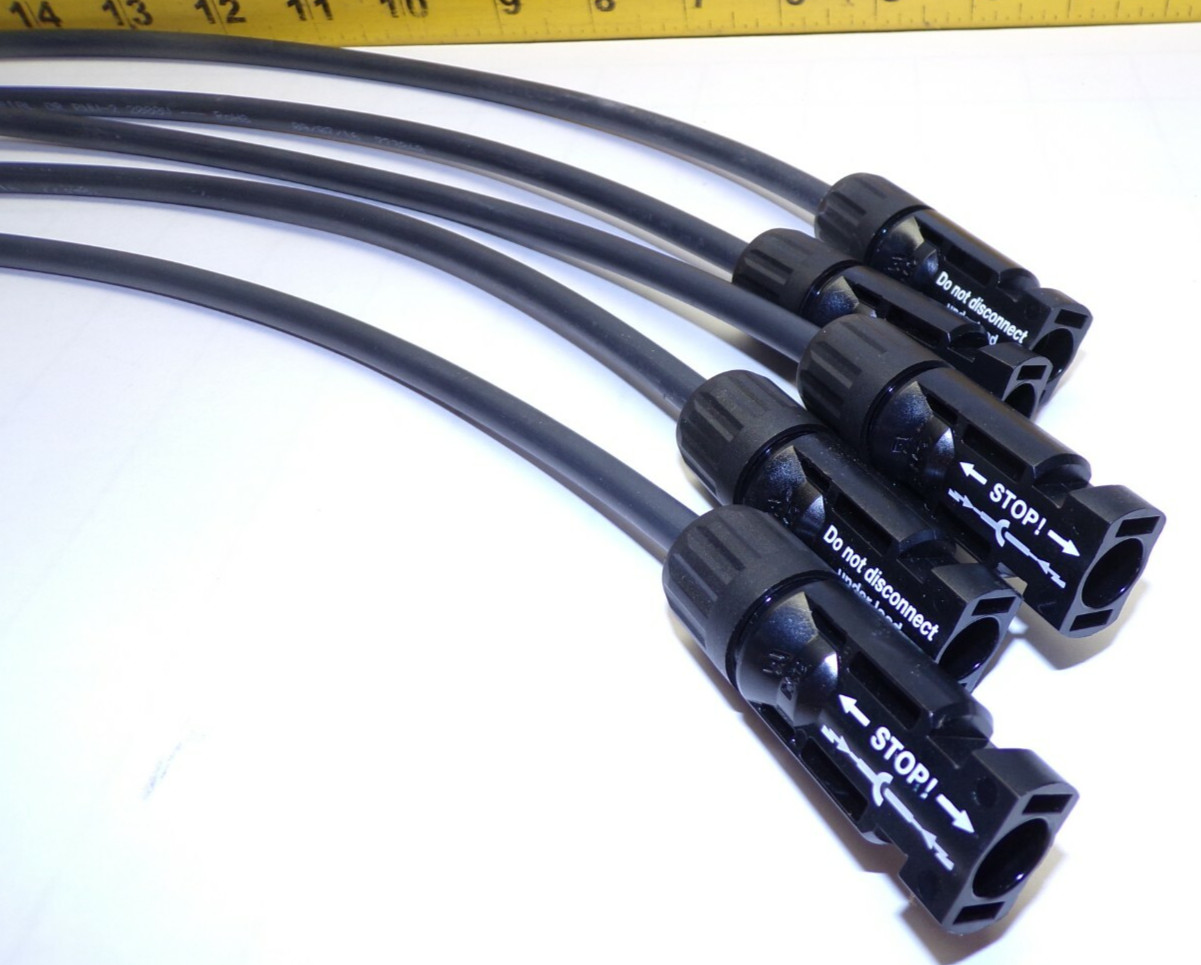 5) New 24″ Southwire 10 AWG (5.26 mm2) PV Wire Extension Cables E316464 LOT OF 5