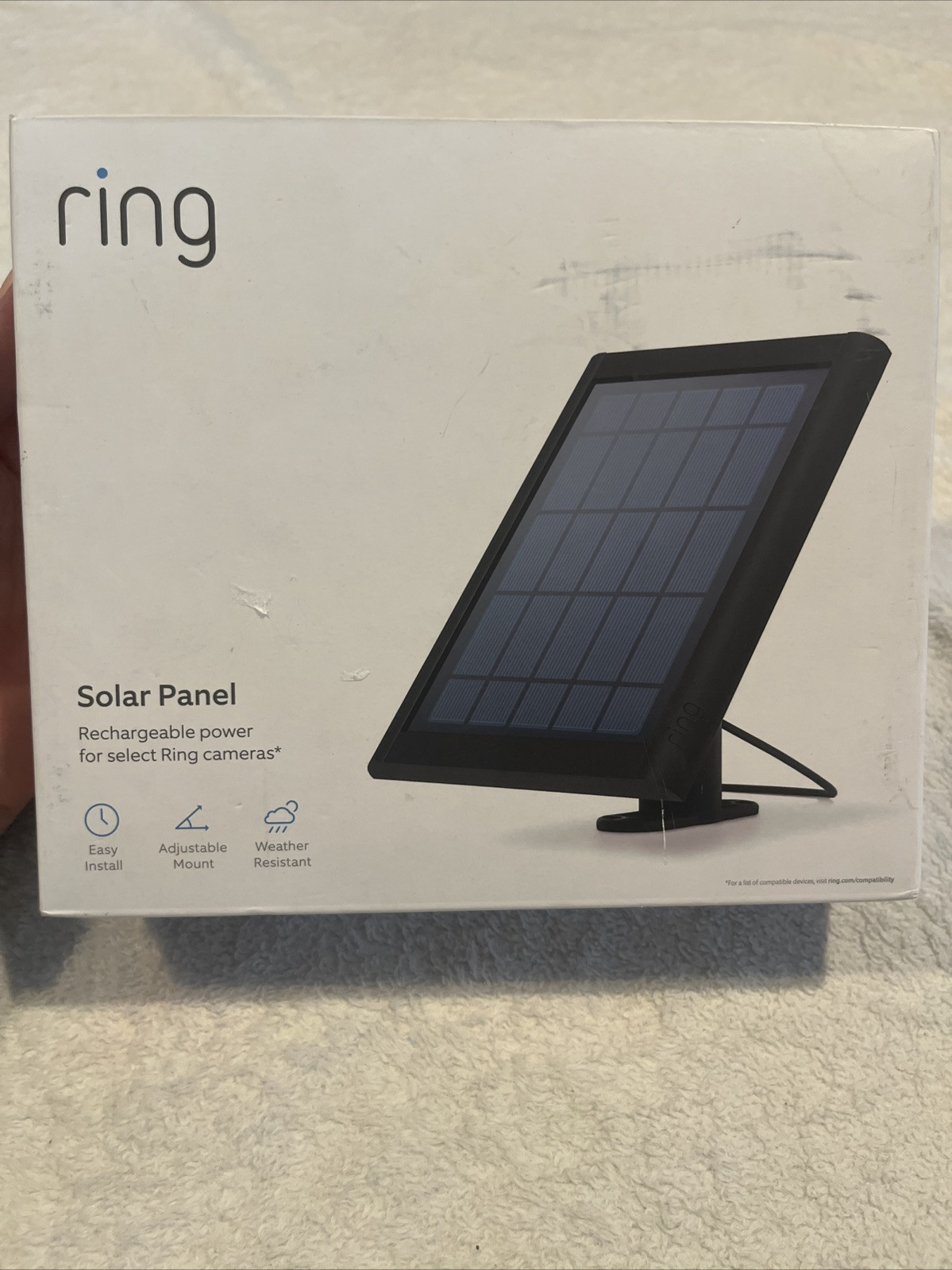 Ring Solar Panel Rechargeable Power for Ring Devices Black -New!
