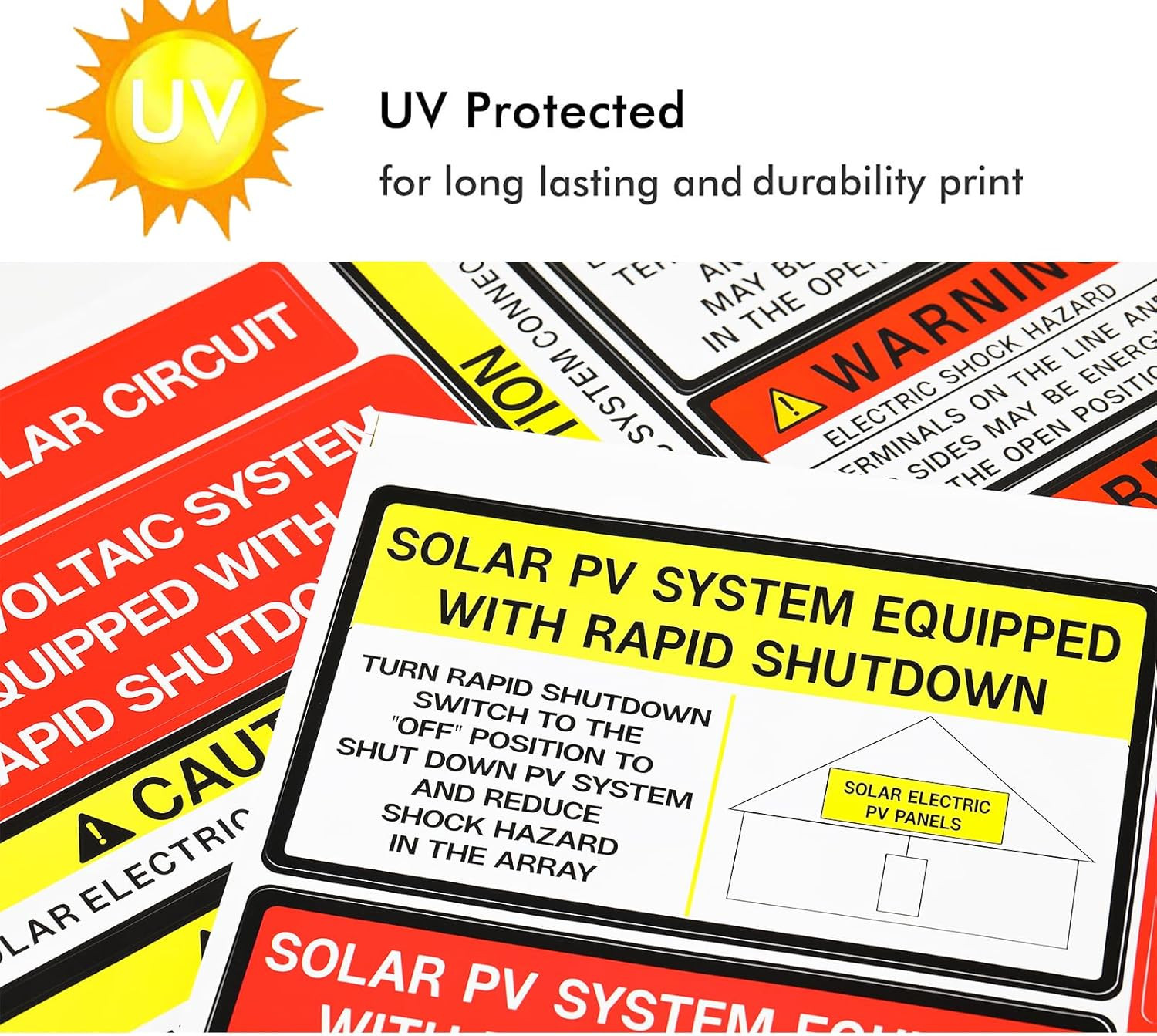 48 Pack PV Solar System Install Label Kit,Photovoltaic Safety Stickers,Photovolt