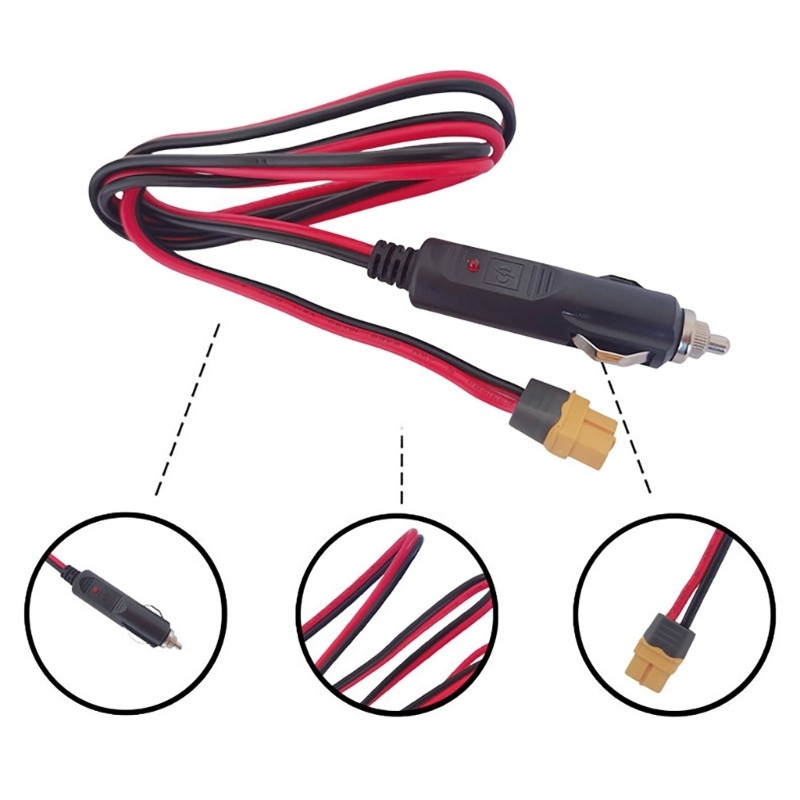 XT60 Female to Cigarettes Lighters Male Extension Cable for Solar Panel