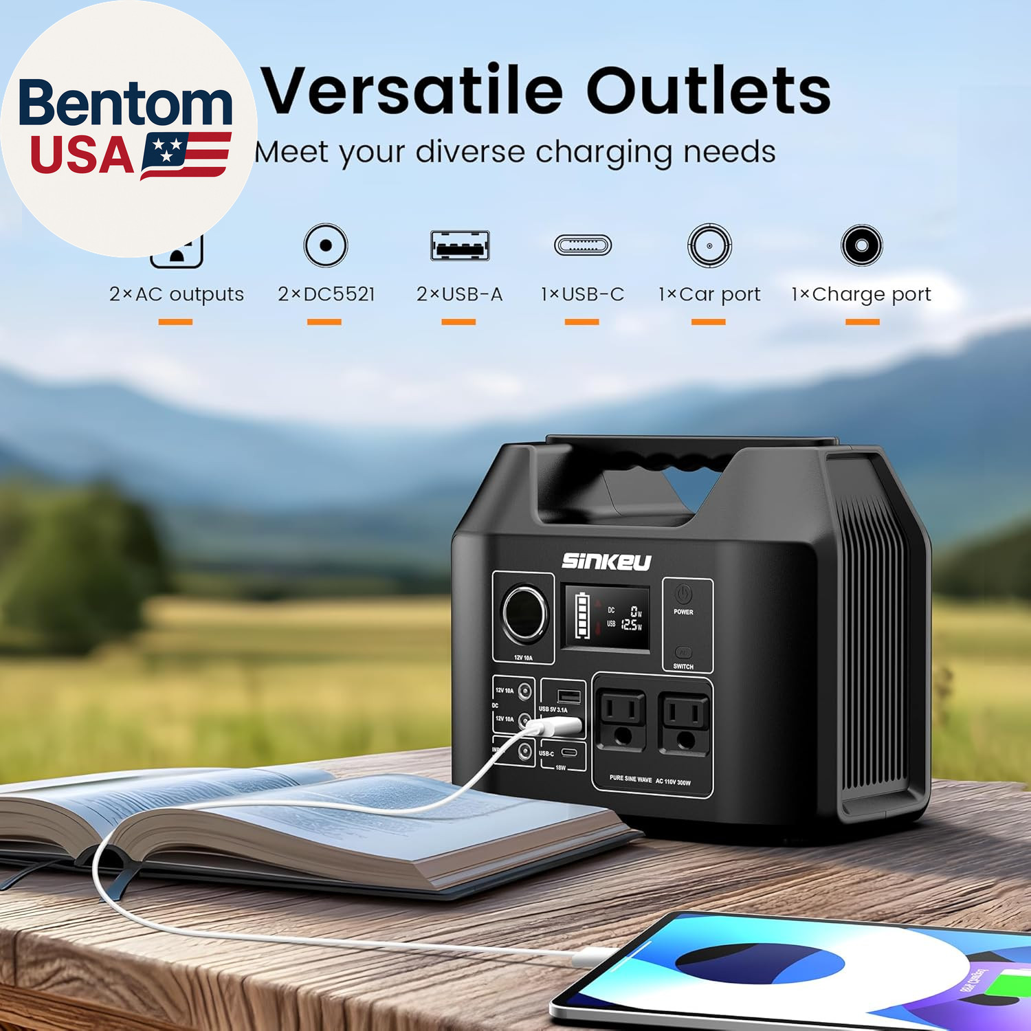 Portable Power Station 80000Mah,256Wh Lifepo4 Battery Backup,300W AC Outlets, Po