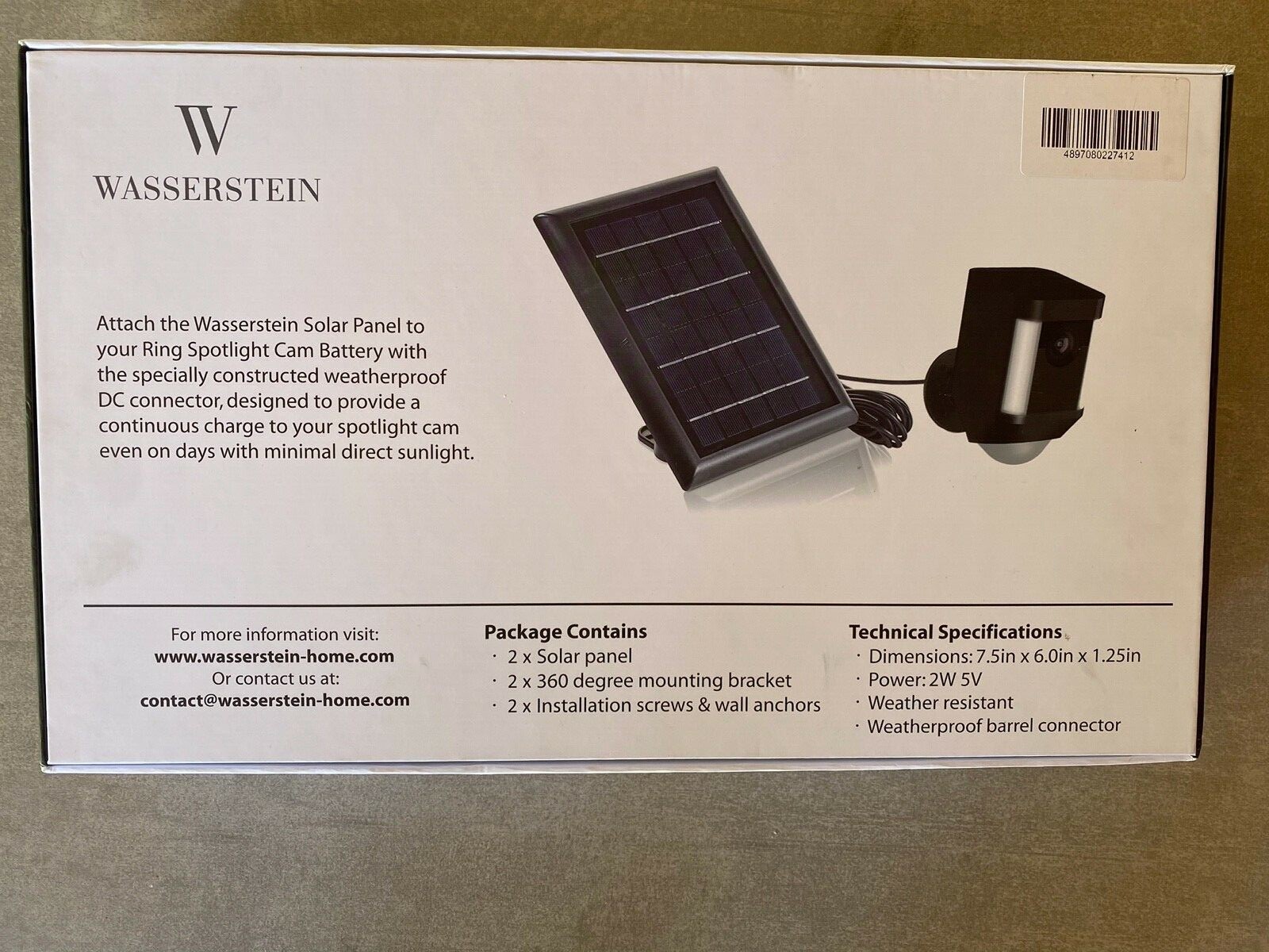 Wasserstein Solar Panel for Spotlight Cam & Stick Up Cam Battery (2 Pack) White