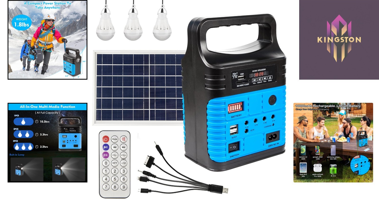 Emergency Solar Power Supply with Built-In Flashlight – Ideal for Home & Camping