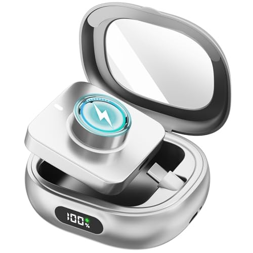 Charging Case for Oura Ring Gen 4 & 3 Charger, 2000mAh Portable Travel Silver