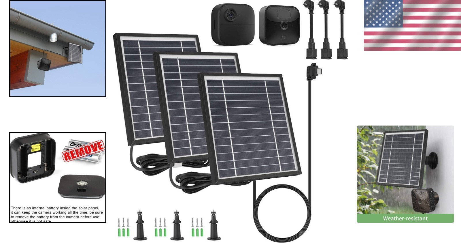 High Efficiency Solar Panel Bundle with Adjustable Mount for Blink XT/XT2