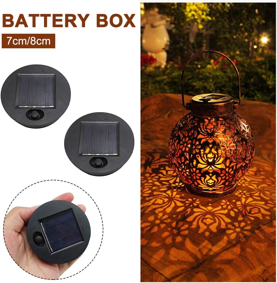 2 Pack Solar Light Replacement Top,Waterproof Round Solar Panel,Warm White LED,