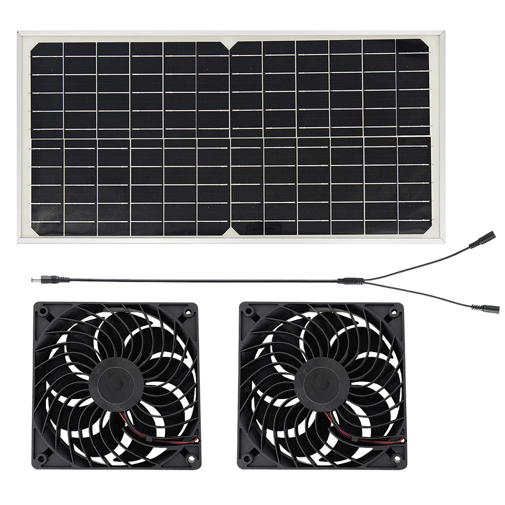 30W Solar Powered Fan/Solar Exhaust Fans for Outside/Solar Chicken Coop Dual Fan