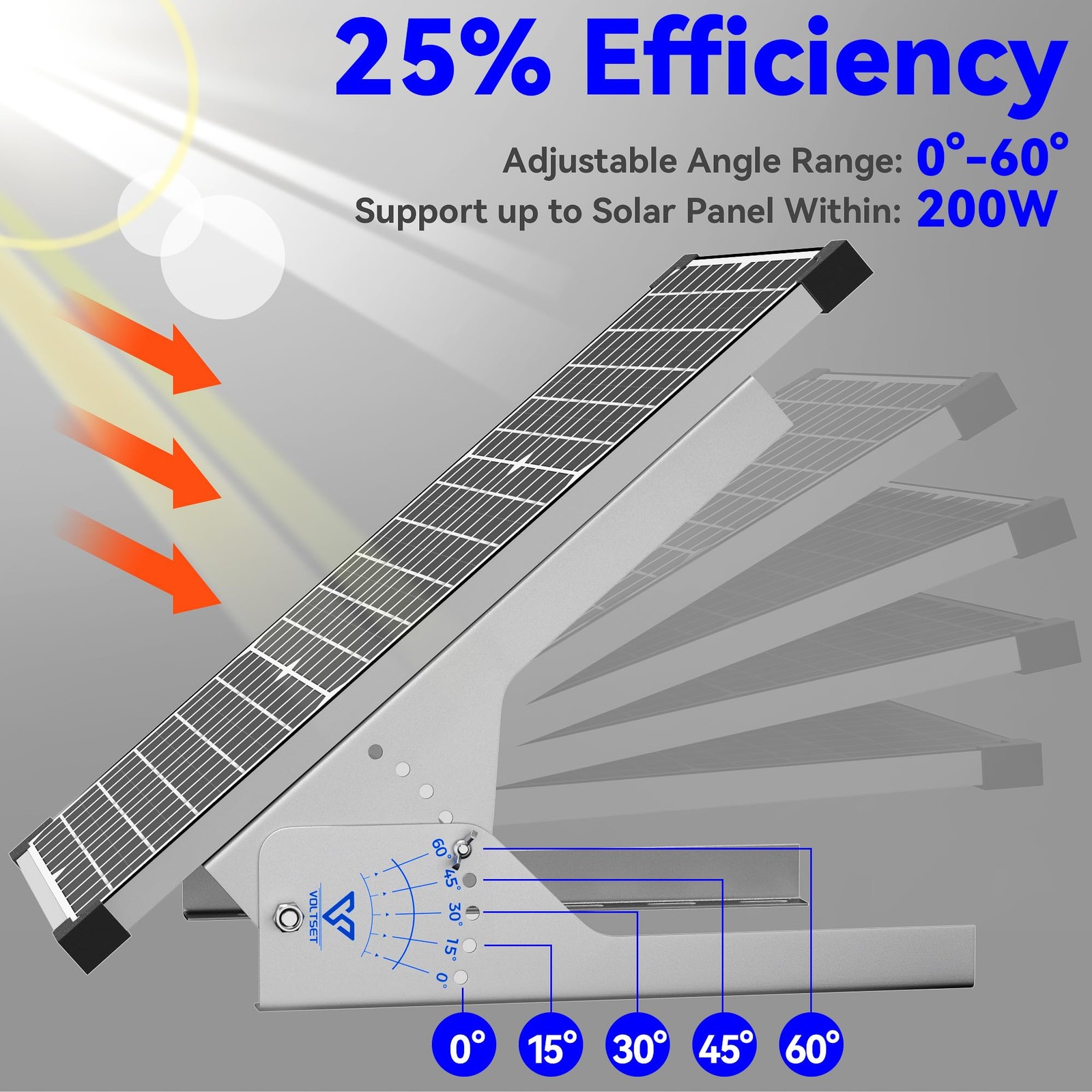 Solar Panel Mount Stand: 13.8in Immortal Steel Adjustable Angle Bracket – Rac…