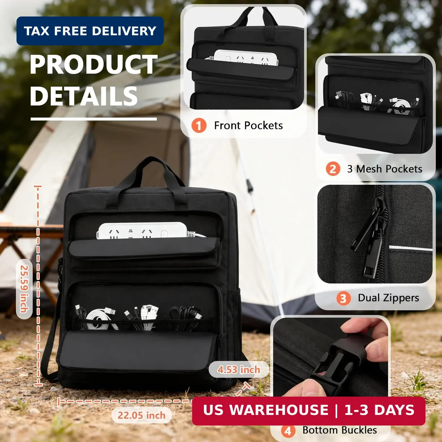 Solar Panel Carrying Case Compatible with Jackery SolarSaga 100W/100X/200W, Padd