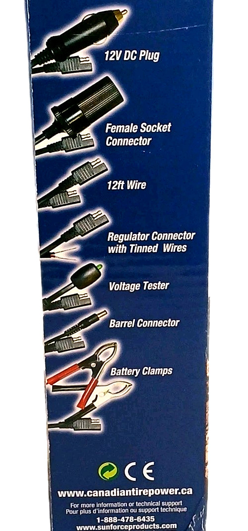 Sunforce 7 Piece Solar Accessory Kit 12V DC Plug Battery Clamps Inverters
