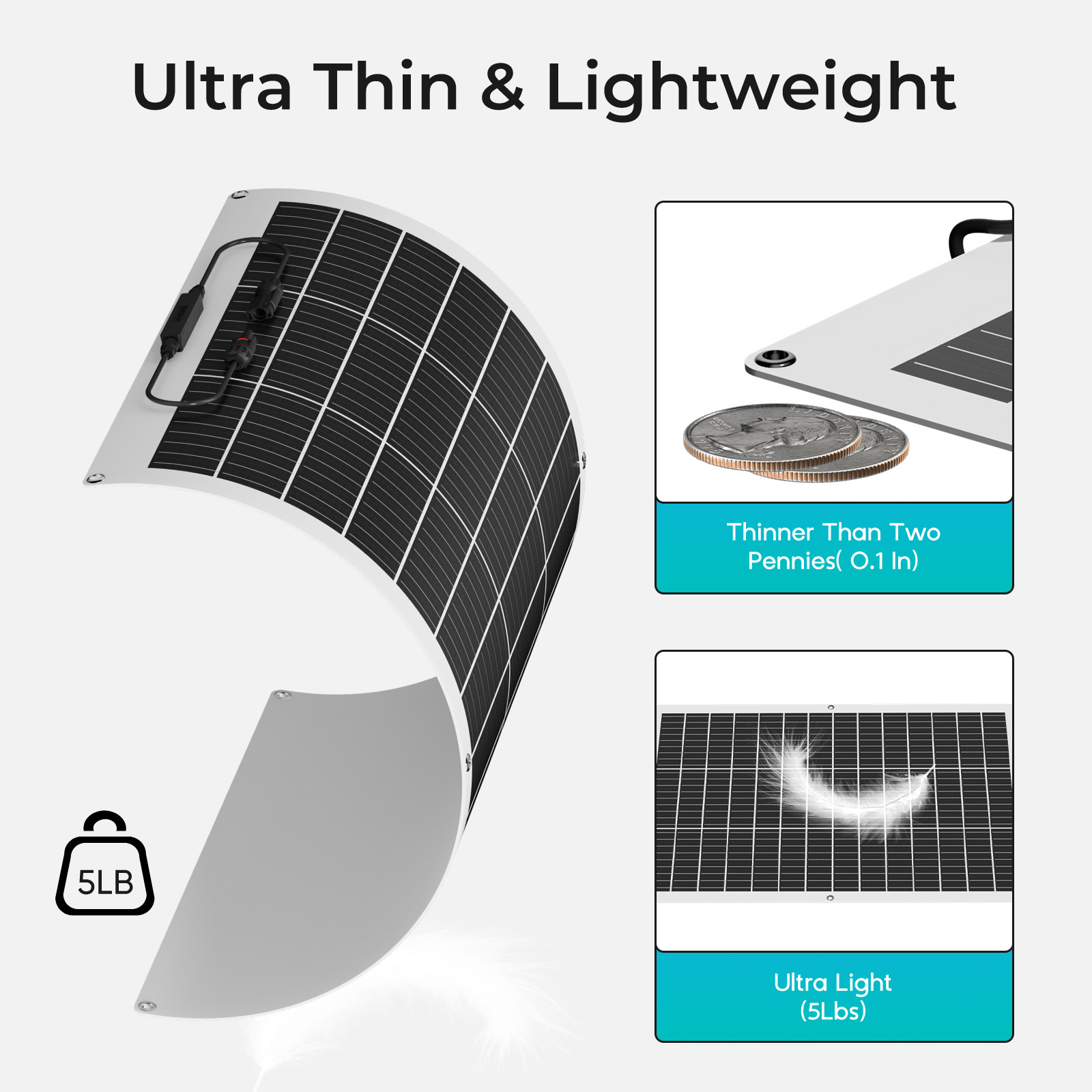 100W 200W 300W 400W Flexible Mono Solar Panel Car Boat RV Home Rooftop Camping