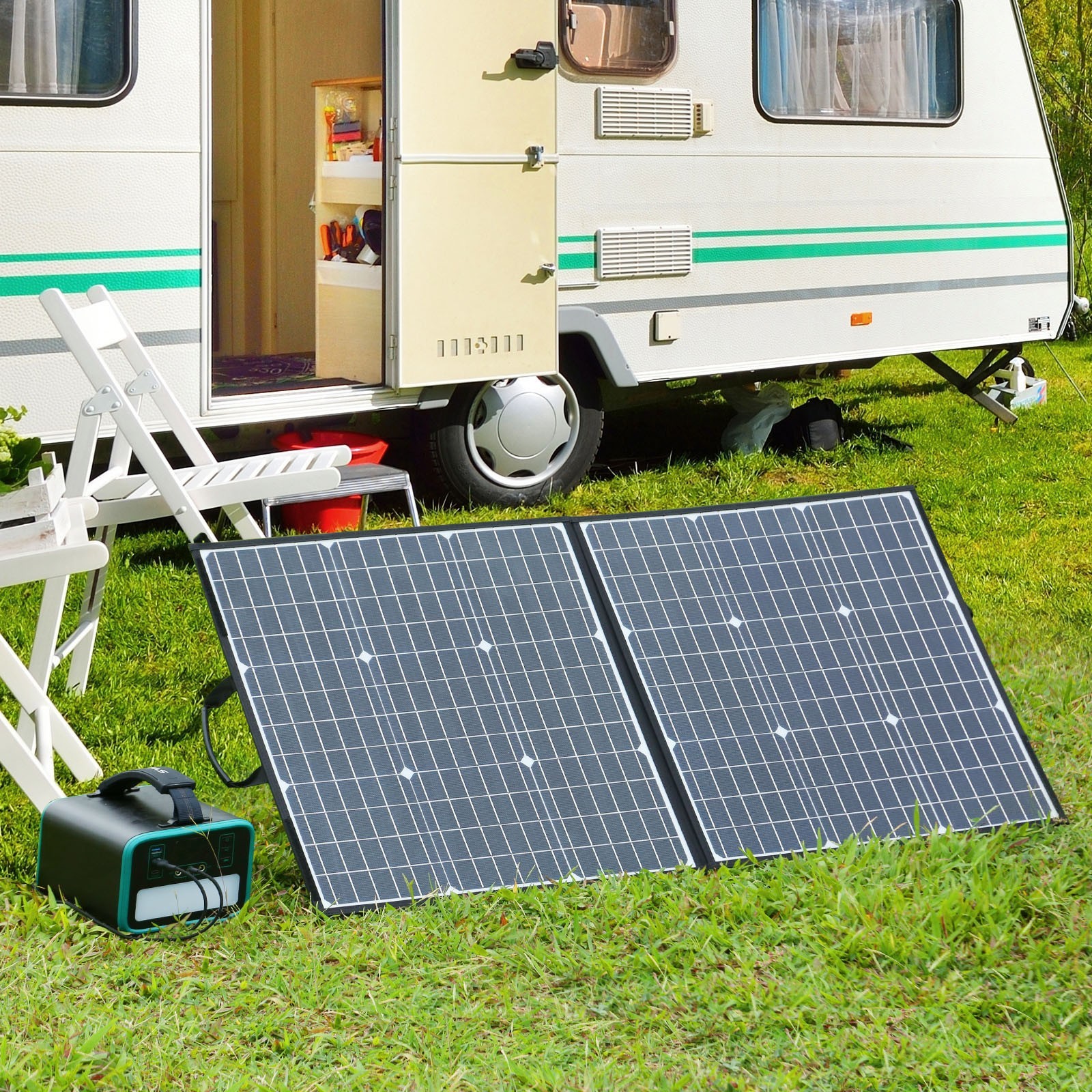 SWAREY 100W Foldable Solar Panel Portable Solar Charger for Outdoor Camping
