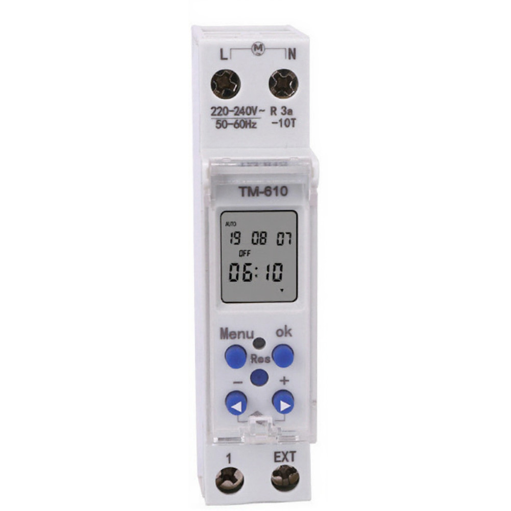 Programmable Switch DIN Rail Timer Clear Digital LCD Easy Installation