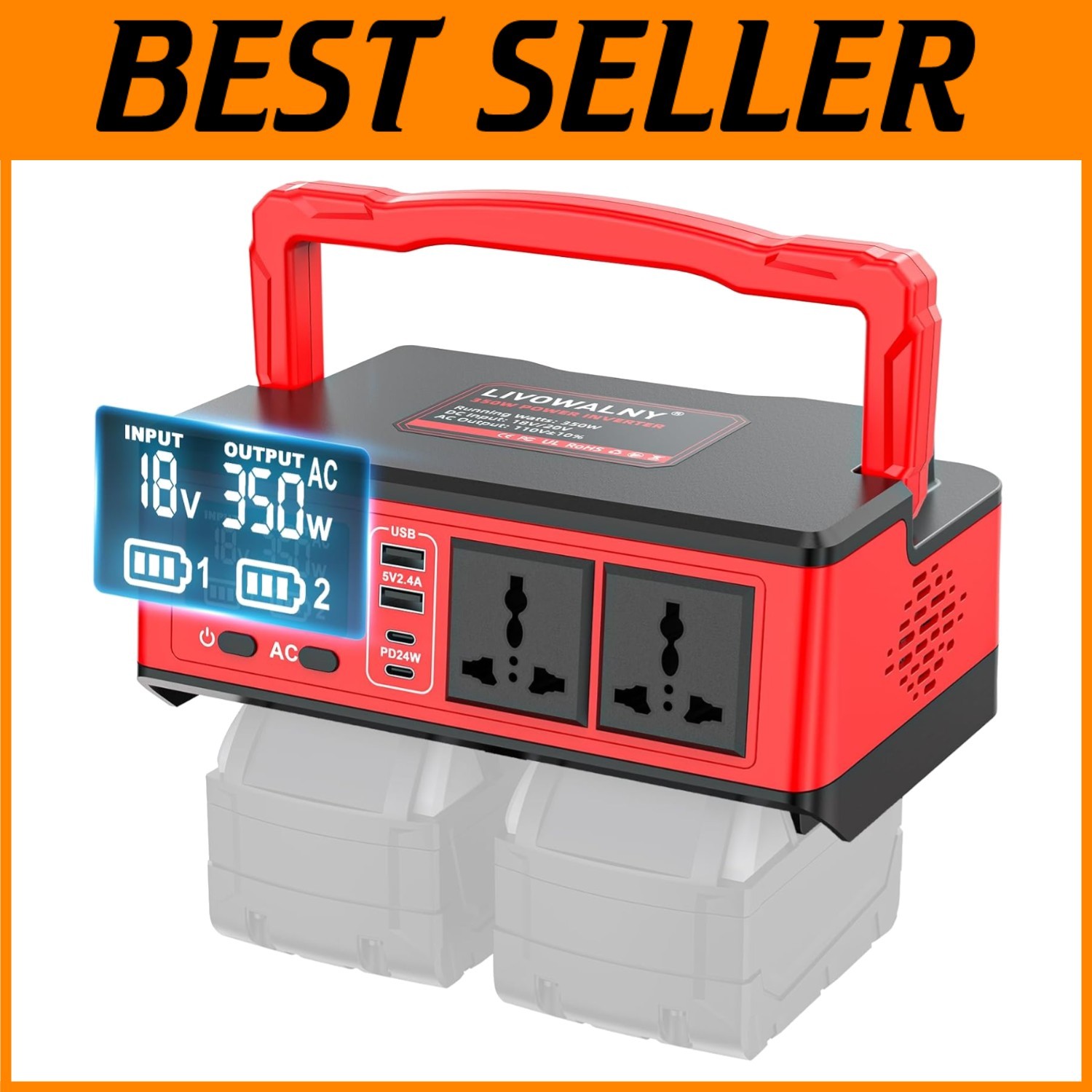 Portable Power Station: 350W Generator for Milwaukee Battery