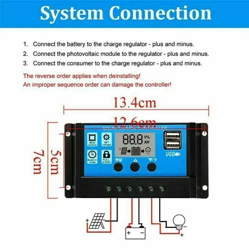 200 Watts Solar Panel Kit 100A 12V Battery Charger with Controller Caravan Boat
