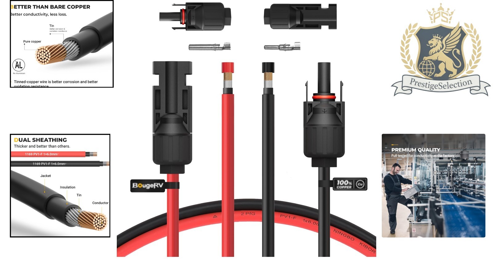 High-Performance 10AWG Solar Extension Cable 10FT with Pure Copper Connectors