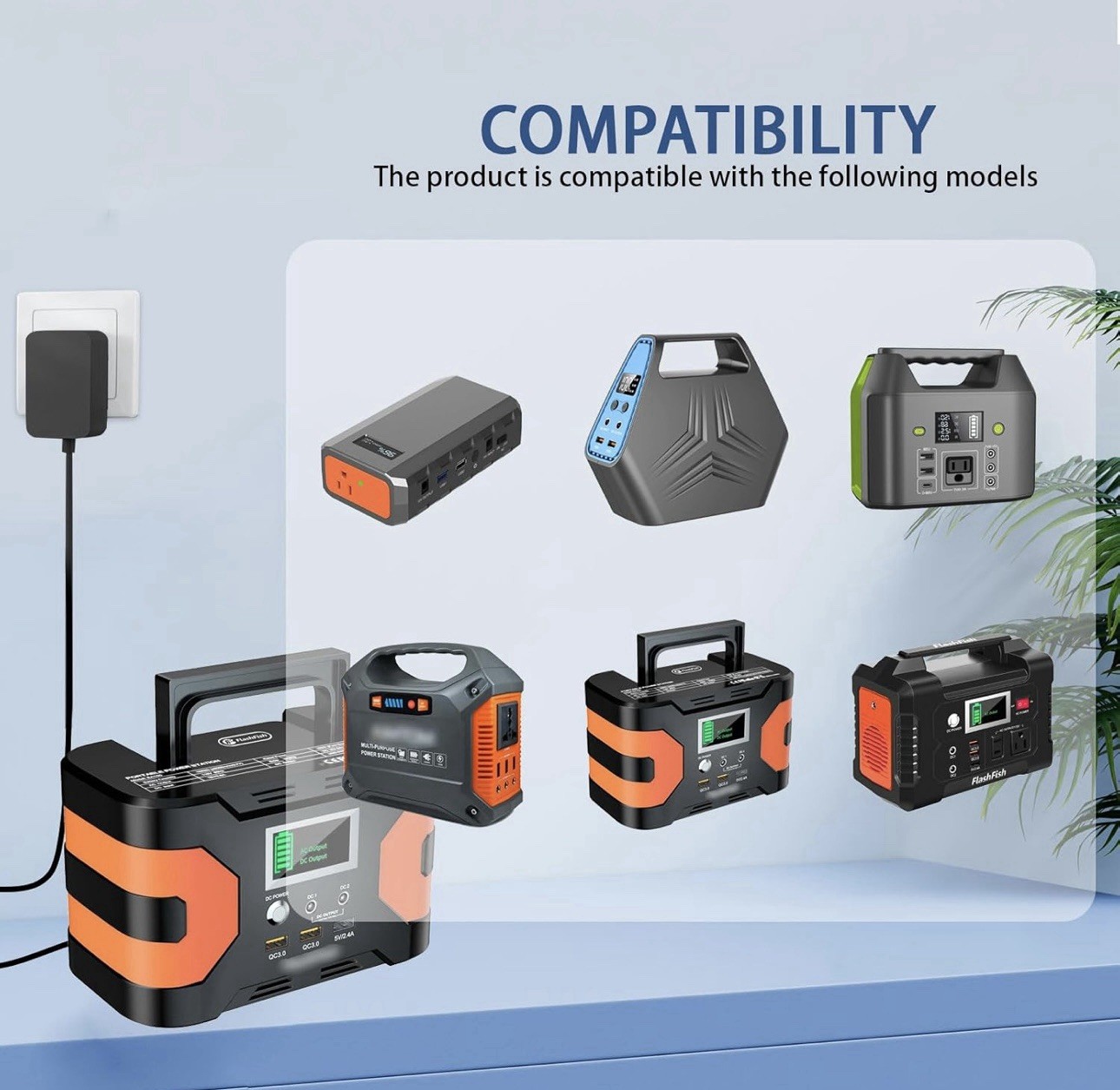 15V Portable Power Station Charger Compatible with Flashfish 150W-200W Solar