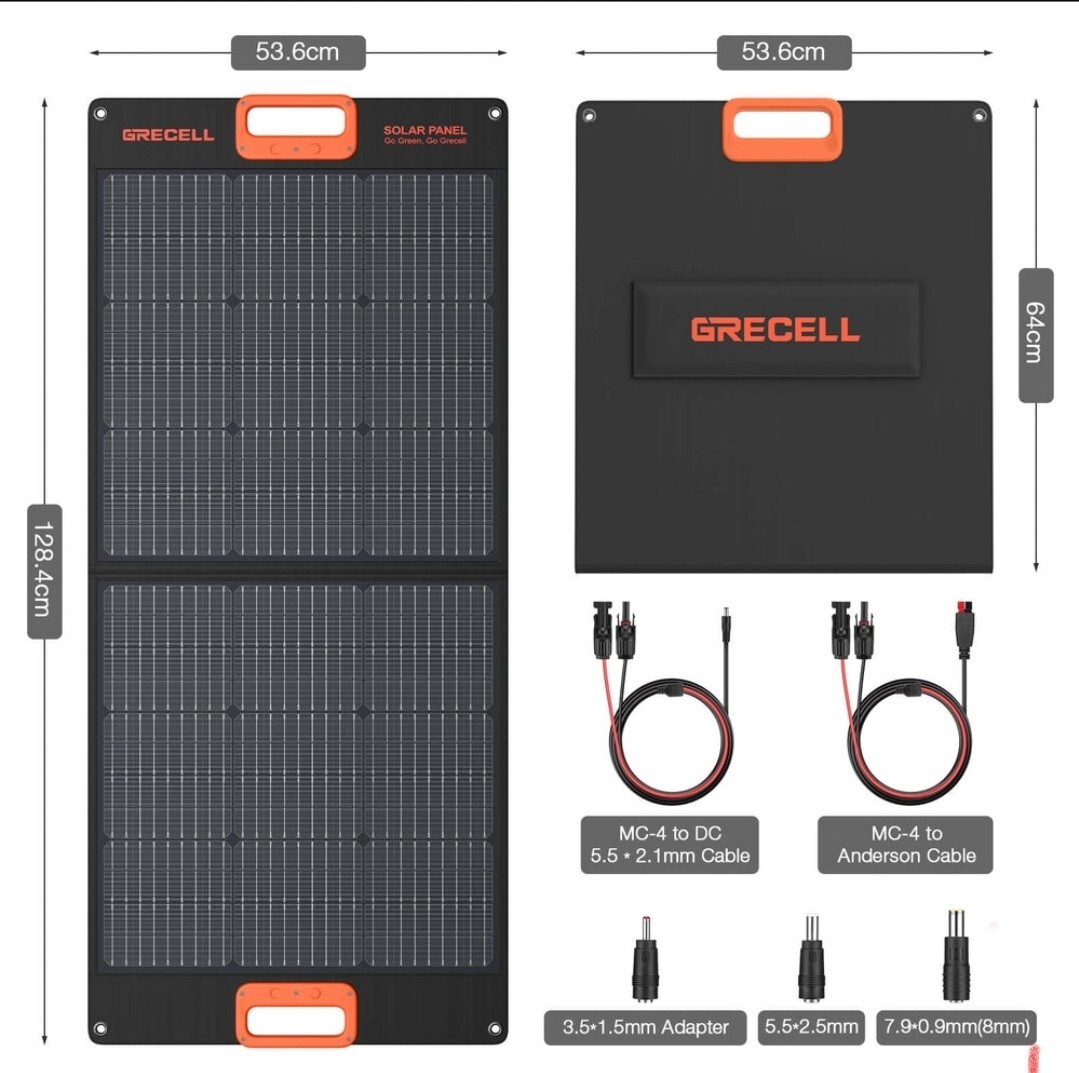 GRECELL 100W Portable Solar Panel Power Bank for Camping Power Station Generator