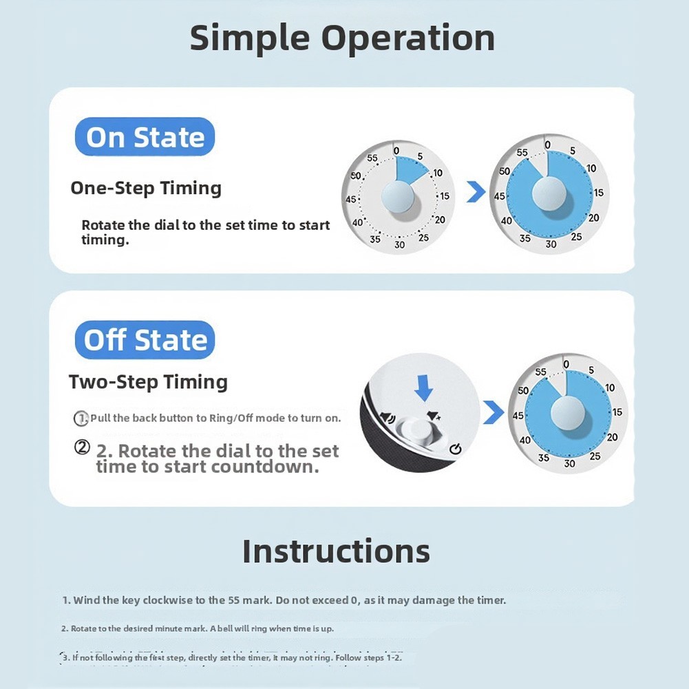 Type C Powered Visual Timer 60 Min Countdown for Kitchen Desk Study Environment