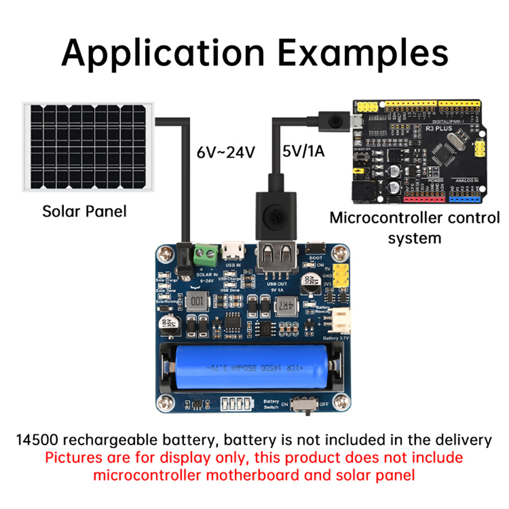 6V~24V Solar Panel Power Management Module Support MPPT 850mAh Li-ion Battery