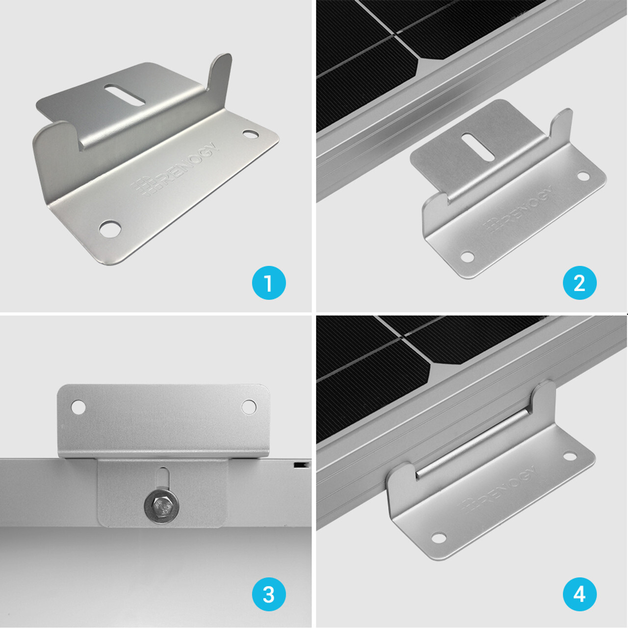 Renogy Solar Panel Mounts Z Brackets One Set for Mounting Solar Panel Flat Roof