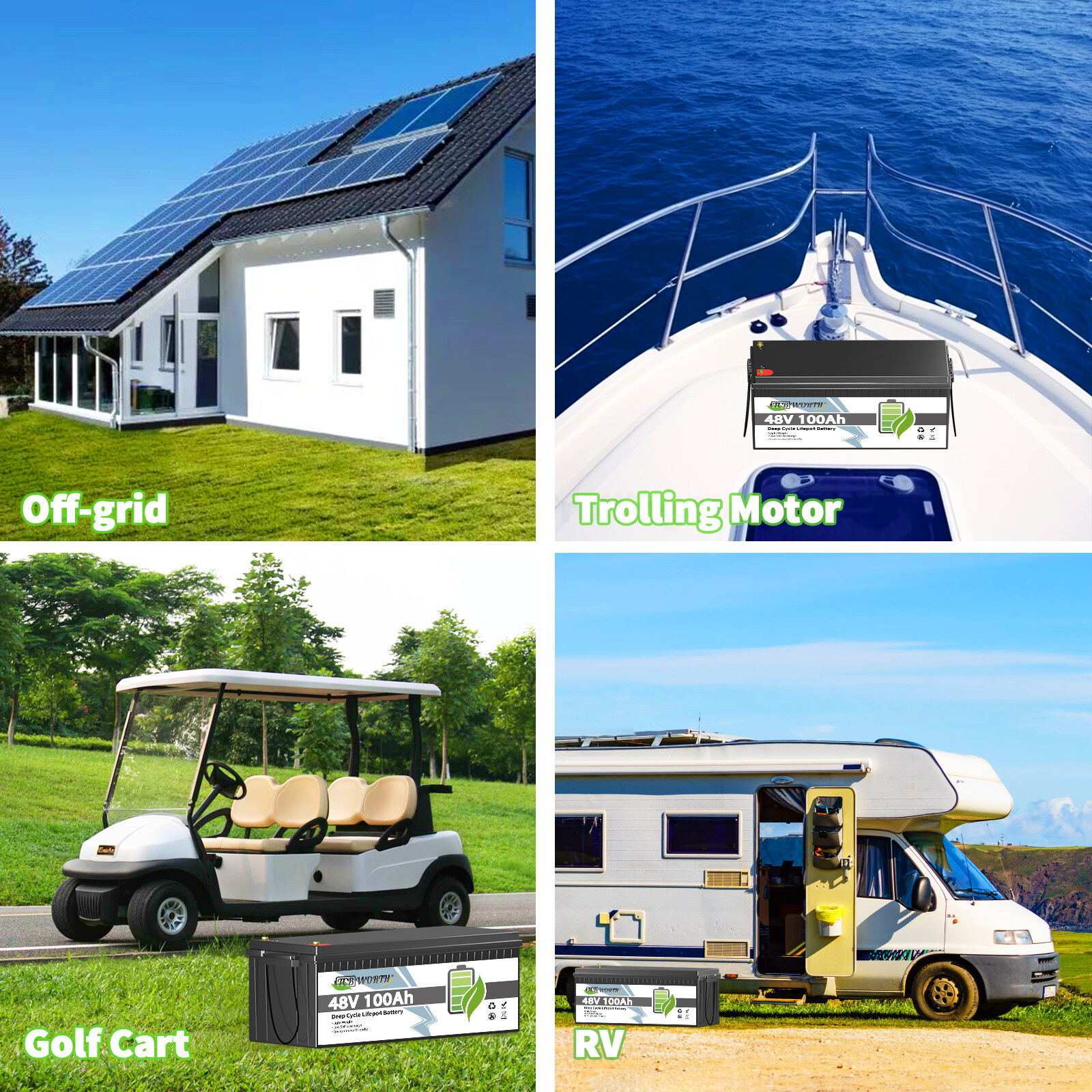 48V/51.2V 100Ah LiFePO4 Battery 200A BMS 15000 + Cycle Golf Cart Solar Off-Grid