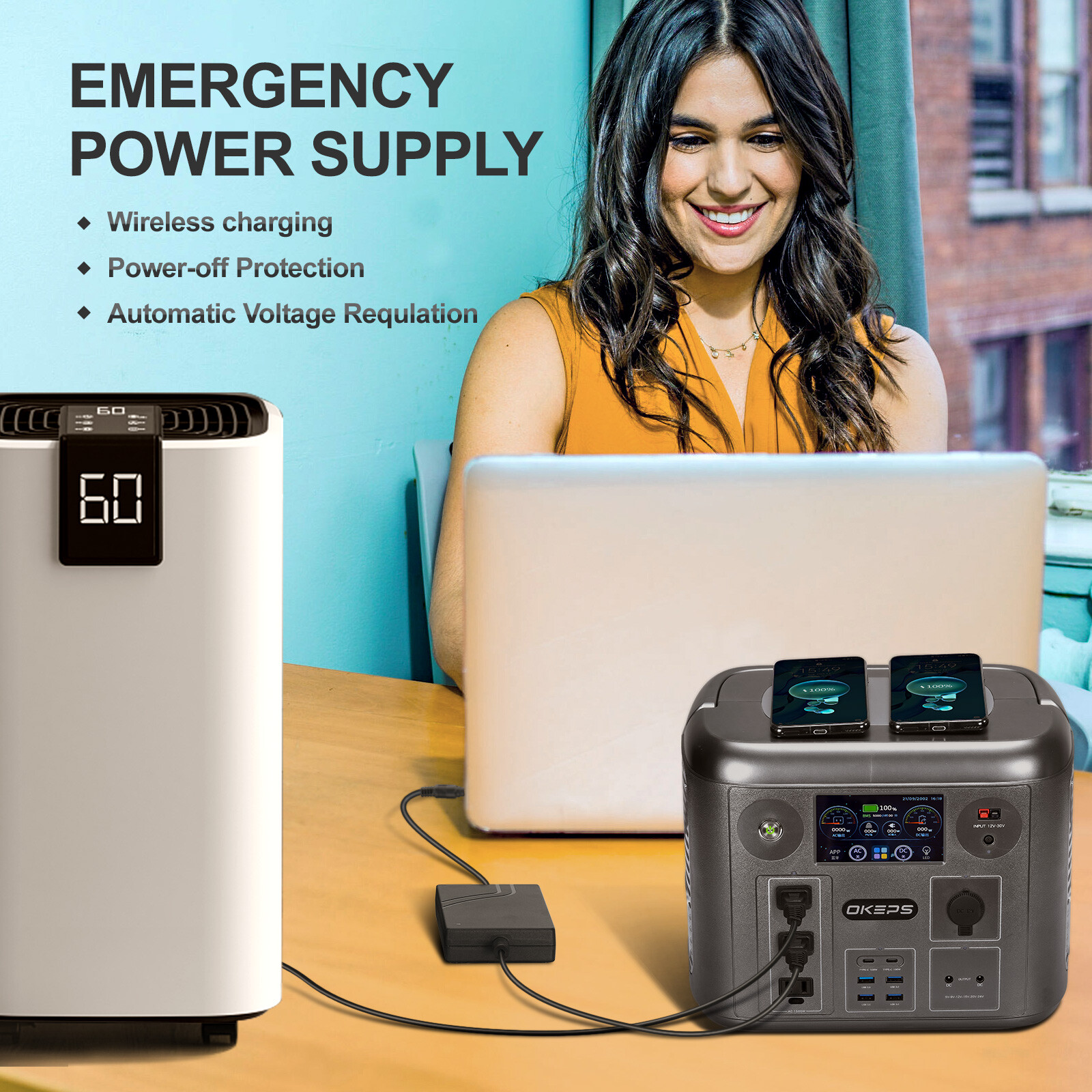 1500W Portable Power Station Explorer 1280Wh Battery w/Foldable Solar Panel Kits