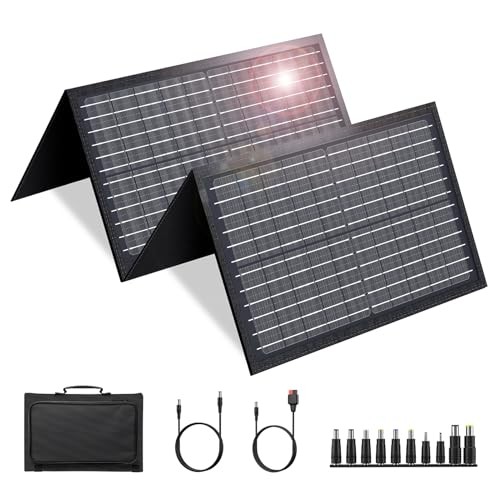 Solar Panel for Portable Power Station, Foldable Solar Panel with 12-18V DC 60W