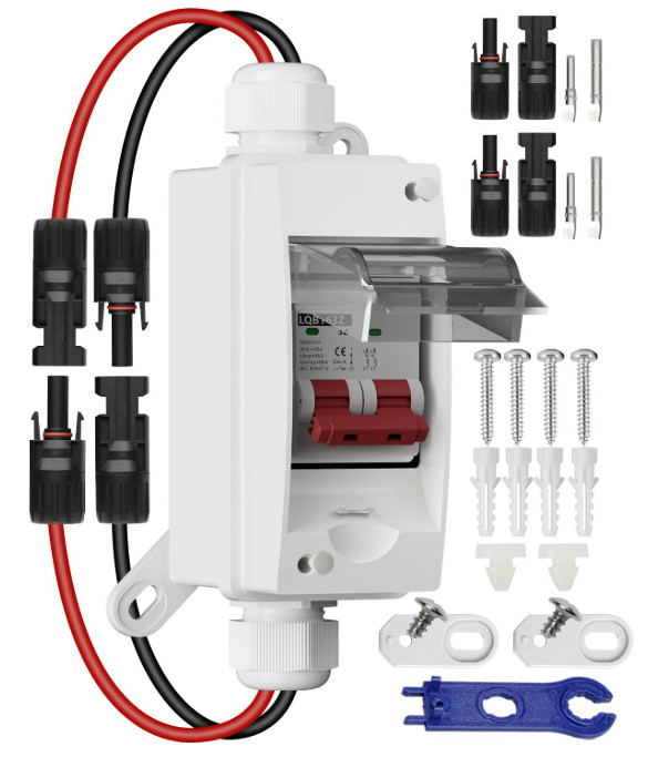 Interruptor Desconexión Panel Solar 32A 500V DC IP65 Caja Impermeable para RV