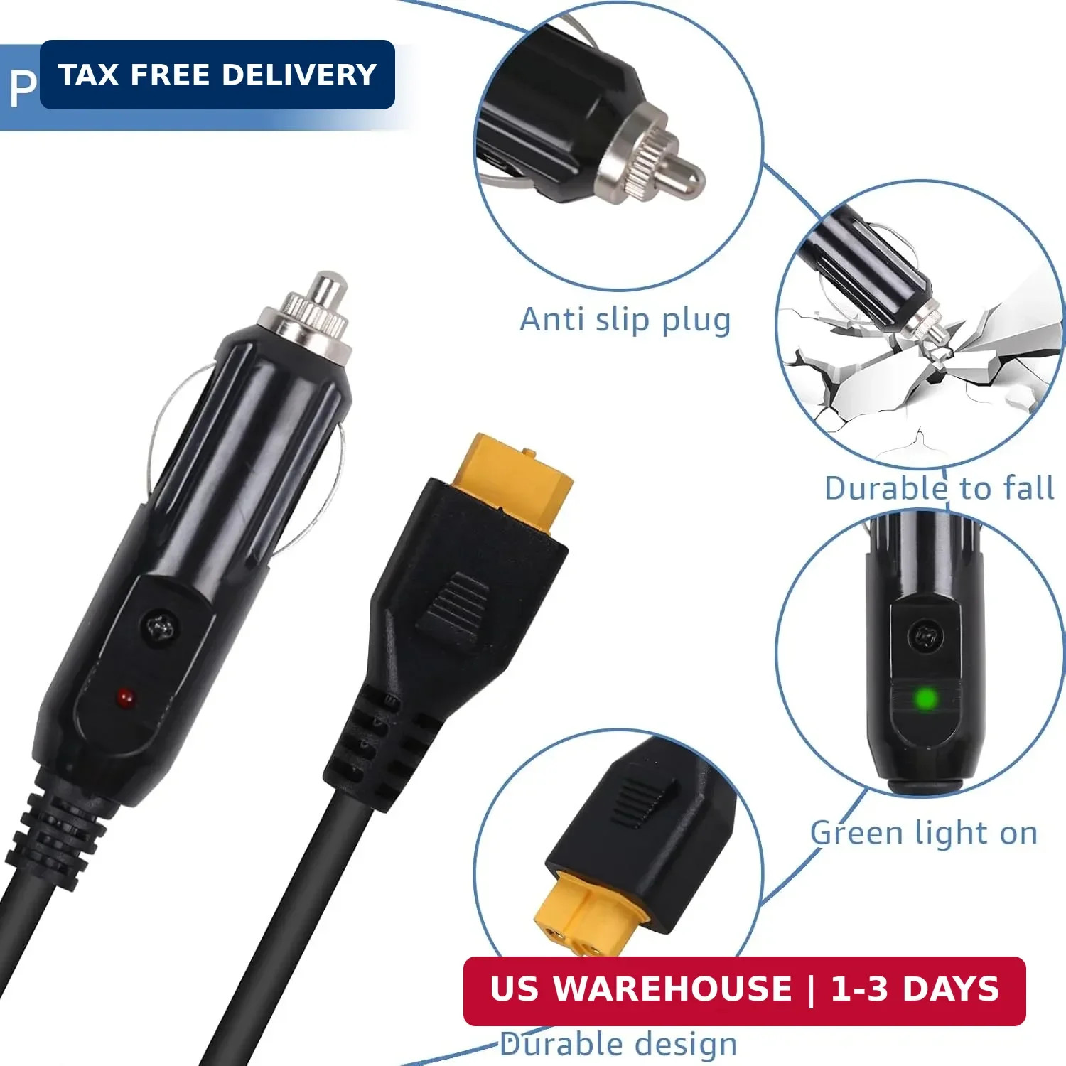 Portable12V/24V car Charger Suitable for Ecoflow Delta/River, Bluetti EB55, Anke